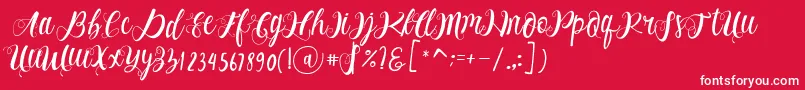 Fonte Alhenya Script – fontes brancas em um fundo vermelho