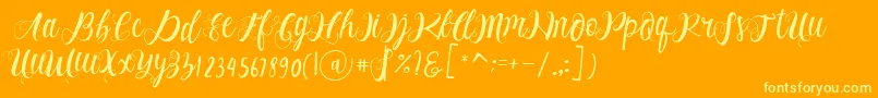 Alhenya Script Font – Yellow Fonts on Orange Background