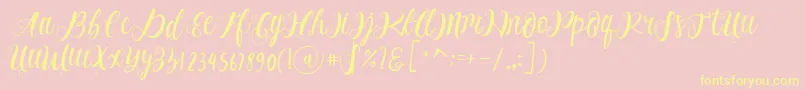 Alhenya Script-Schriftart – Gelbe Schriften auf rosa Hintergrund