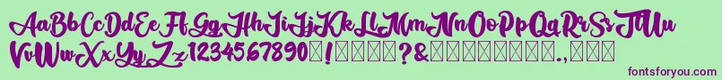AliandoRocky-Schriftart – Violette Schriften auf grünem Hintergrund