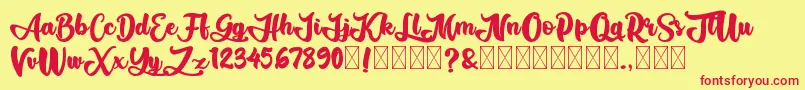 AliandoRocky Font – Red Fonts on Yellow Background