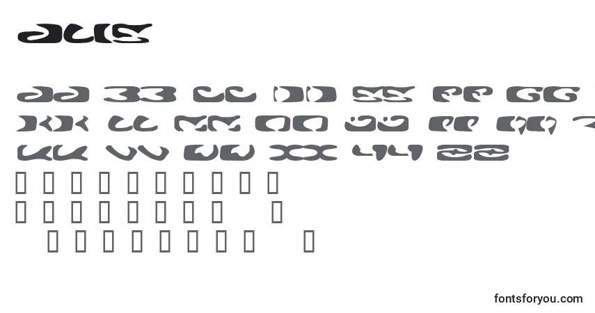 A fonte ALIE    (119096) – alfabeto, números, caracteres especiais