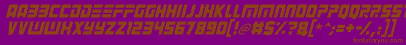 Alien Android Italic Font – Brown Fonts on Purple Background