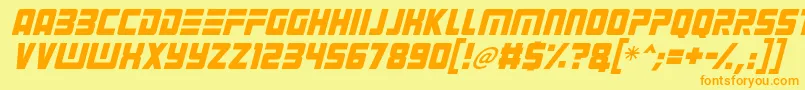 Alien Android Italic Font – Orange Fonts on Yellow Background