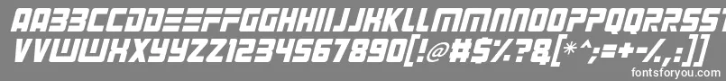 Fonte Alien Android Italic – fontes brancas em um fundo cinza