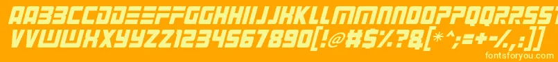 Alien Android Italic Font – Yellow Fonts on Orange Background