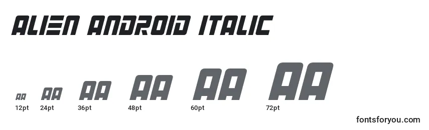 Размеры шрифта Alien Android Italic