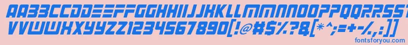 Alien Android Italic Font – Blue Fonts on Pink Background