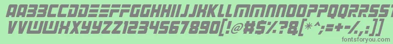 Alien Android Italic-Schriftart – Graue Schriften auf grünem Hintergrund