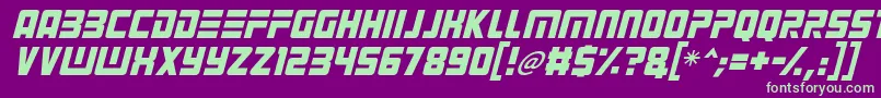 Alien Android Italic Font – Green Fonts on Purple Background