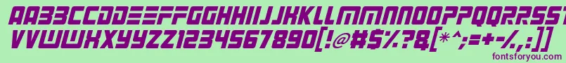 Alien Android Italic Font – Purple Fonts on Green Background