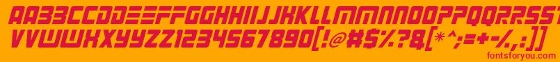 Fonte Alien Android Italic – fontes vermelhas em um fundo laranja