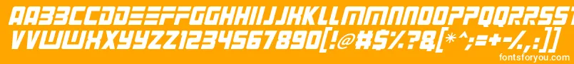Czcionka Alien Android Italic – białe czcionki na pomarańczowym tle