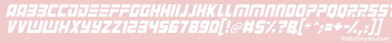 Fonte Alien Android Italic – fontes brancas em um fundo rosa