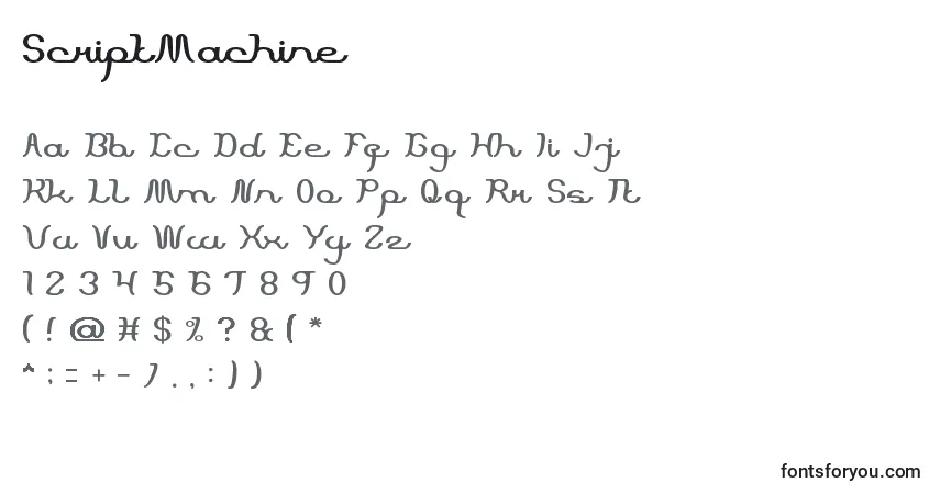 ScriptMachine Font – alphabet, numbers, special characters
