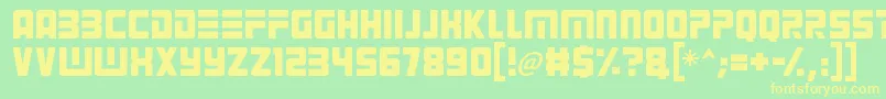 フォントAlien Android – 黄色の文字が緑の背景にあります