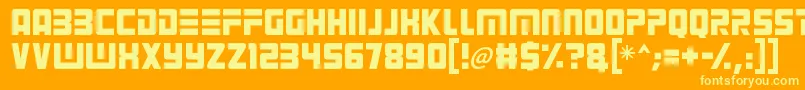 Alien Android-Schriftart – Gelbe Schriften auf orangefarbenem Hintergrund