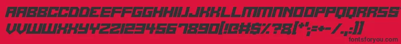 Fonte Alien Cyborg Italic – fontes pretas em um fundo vermelho