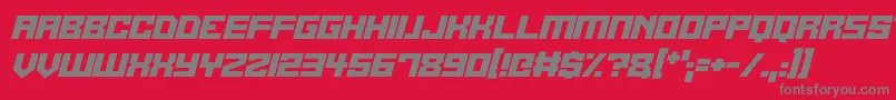 Fonte Alien Cyborg Italic – fontes cinzas em um fundo vermelho