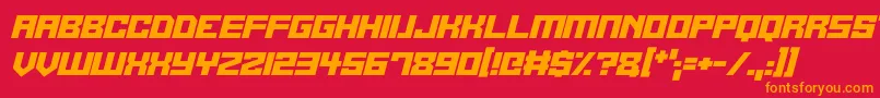 フォントAlien Cyborg Italic – 赤い背景にオレンジの文字