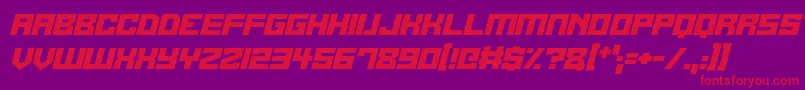 Fonte Alien Cyborg Italic – fontes vermelhas em um fundo violeta