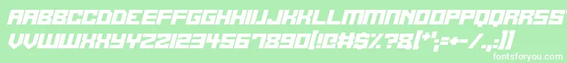 フォントAlien Cyborg Italic – 緑の背景に白い文字