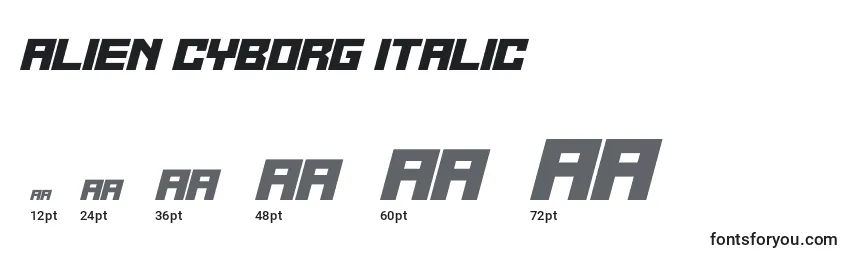 Размеры шрифта Alien Cyborg Italic