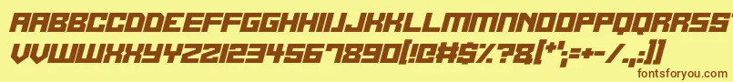 Fonte Alien Cyborg Italic – fontes marrons em um fundo amarelo