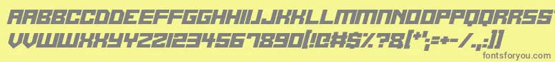 Fonte Alien Cyborg Italic – fontes cinzas em um fundo amarelo