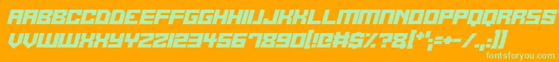 Шрифт Alien Cyborg Italic – зелёные шрифты на оранжевом фоне