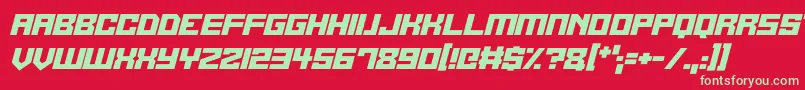 フォントAlien Cyborg Italic – 赤い背景に緑の文字