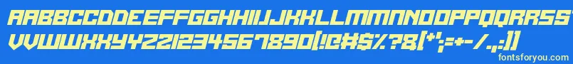 Alien Cyborg Italic Font – Yellow Fonts on Blue Background