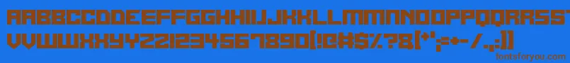 フォントAlien Cyborg – 茶色の文字が青い背景にあります。