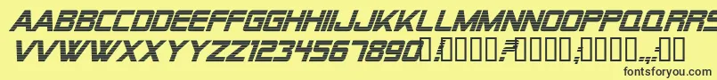 Fonte Alien Encounters Bold Italic – fontes pretas em um fundo amarelo