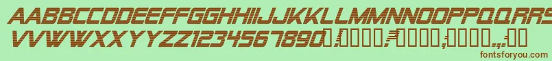 Fonte Alien Encounters Bold Italic – fontes marrons em um fundo verde