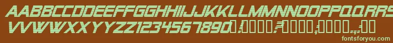 Fonte Alien Encounters Bold Italic – fontes verdes em um fundo marrom