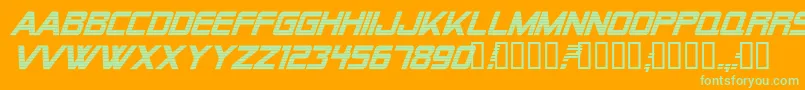 Alien Encounters Bold Italic Font – Green Fonts on Orange Background