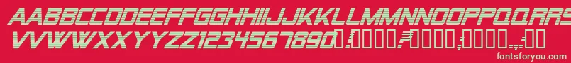 Fonte Alien Encounters Bold Italic – fontes verdes em um fundo vermelho