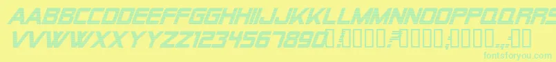 Alien Encounters Bold Italic Font – Green Fonts on Yellow Background