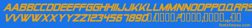 Alien Encounters Bold Italic Font – Orange Fonts on Blue Background
