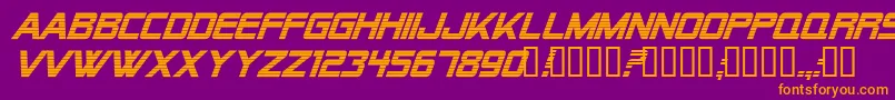 フォントAlien Encounters Bold Italic – 紫色の背景にオレンジのフォント