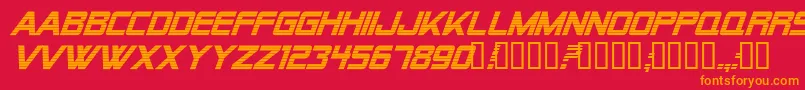 Alien Encounters Bold Italic Font – Orange Fonts on Red Background
