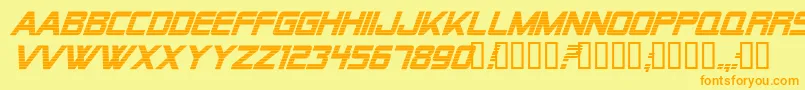 Alien Encounters Bold Italic Font – Orange Fonts on Yellow Background
