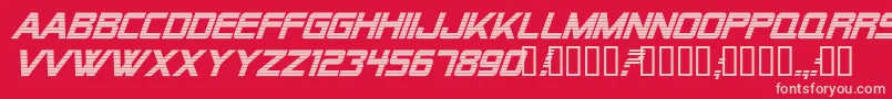 Alien Encounters Bold Italic Font – Pink Fonts on Red Background