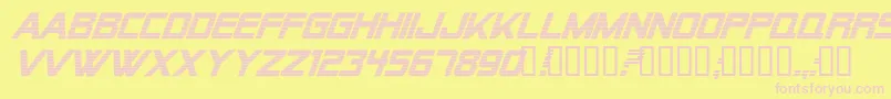 Fonte Alien Encounters Bold Italic – fontes rosa em um fundo amarelo
