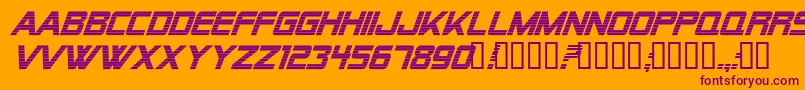 Alien Encounters Bold Italic Font – Purple Fonts on Orange Background