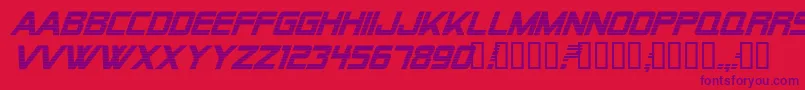 Alien Encounters Bold Italic Font – Purple Fonts on Red Background
