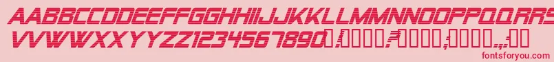 Alien Encounters Bold Italic-Schriftart – Rote Schriften auf rosa Hintergrund