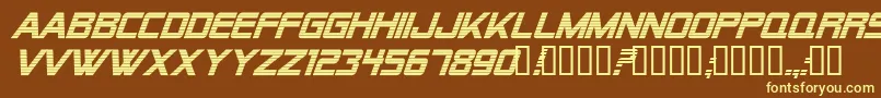 Alien Encounters Bold Italic Font – Yellow Fonts on Brown Background