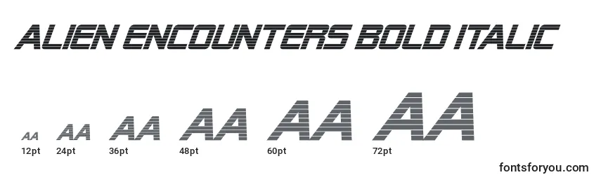 Größen der Schriftart Alien Encounters Bold Italic